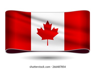 Ribbon waving flag of Canada. Vector illustration.