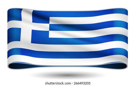 Ribbon waving flag of Greece. Vector illustration.