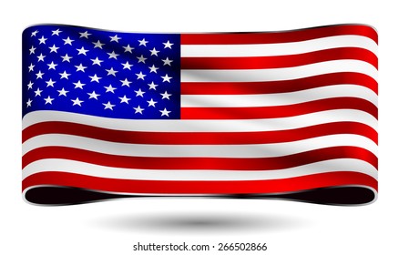 Ribbon waving flag of the USA. Vector illustration.