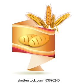 Ribbon with wheat ears and bread