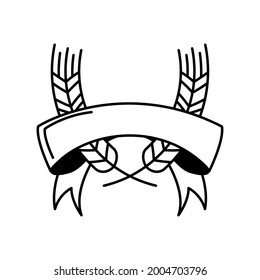 ribbon wheat ears emblem isolated