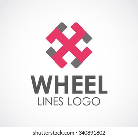 Ribbon wheel of circle line abstract vector and logo design or template connection business icon of company identity symbol concept