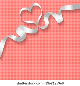 Ribbon white on a Coral color checkered background