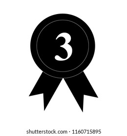 Ribbon of winner award, Ribbon with number 3, Anniversary ribbon for 3 years