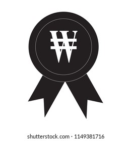 Ribbon of won icon award, Cryptocurrency symbol