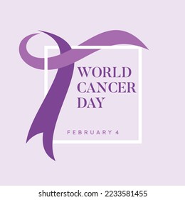 Ribbon World Cancer Day design background. Vector illustration