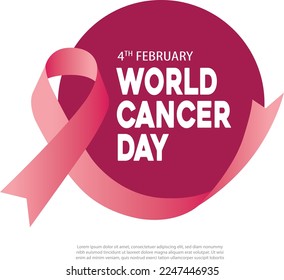 ribbon of world cancer day vector illustration design, World Cancer day is observed every year on February 4, to raise awareness of cancer and to encourage its prevention, detection, and treatment
