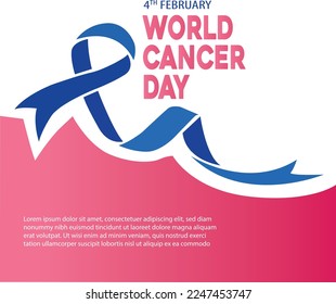 ribbon of world cancer day vector illustration design, World Cancer day is observed every year on February 4, to raise awareness of cancer and to encourage its prevention, detection, and treatment