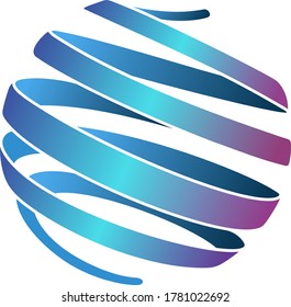 Ribbon wrapping around sphere. Vector illustration.