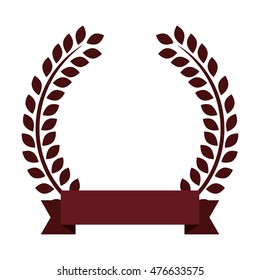 ribbon wreath label banner decoration ornament icon. Flat and isolated design. Vector illustration