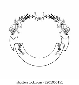 ribbon wreath logo vector design