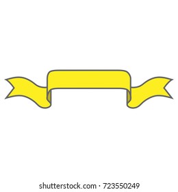 Ribbon yellow sign. Decoration banner symbol. Colorful icon isolated on white background. Flag flat mark. Decoration concept. Modern art scoreboard. Stock vector illustration