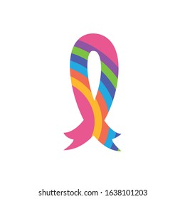Ribbon of zero discrimination day , flat style icon vector illustration design