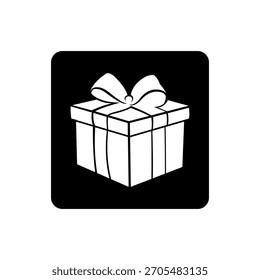 Ribboned gift icon vector isolated on white background