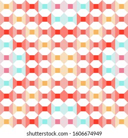 A ribbon-like shape that has a square shape in the middle, neatly arranged and colorful to form a wallpaper, with a white background.
