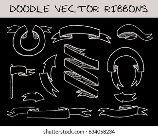 Ribbons and arrows doodle vector template