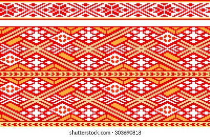 Ribbons with Baltic seamless ornament, vector image