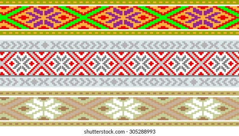 Ribbons with Baltic seamless ornament, vector image