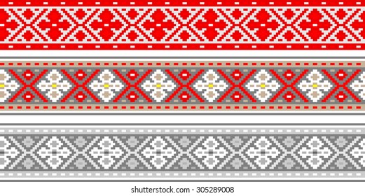 Ribbons with Baltic seamless ornament, vector image
