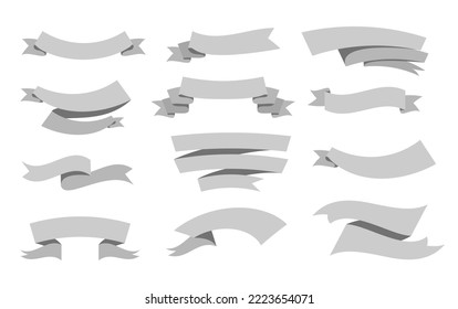 Ribbons banner background. Decorative retro flags, ribbons for text, price tags, sales tags. Isolated on white background