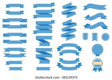 Ribbons Banner and labels Retro Blue Vector