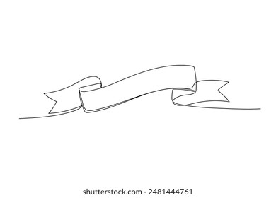 Ribbons, banner one line icon. Doodle drawing isolated on white background.