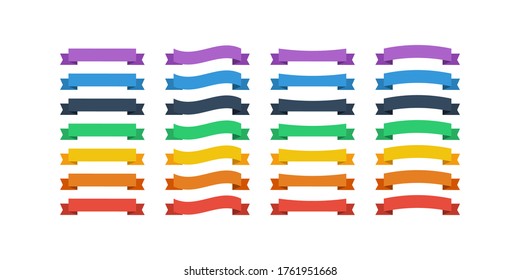 Ribbons Banners. Ribbons banners collection, isolated. Ribbons banners vector icons Rainbow color. Vector illustration