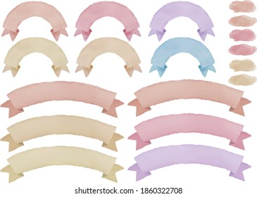 Ribbons and banners drawn in watercolor