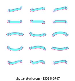 Ribbons banners on white background, Vector illustration set