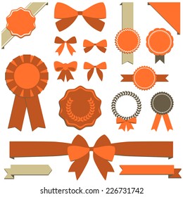 Ribbons, banners and seals - Set of retro holiday design elements.  