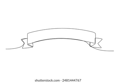 Ribbons, blank banner one line icon. Doodle drawing isolated on white background.