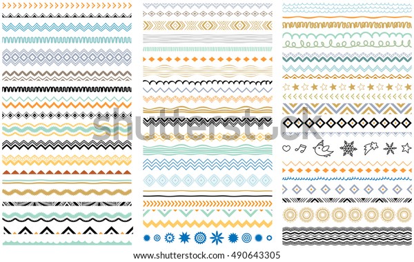 Ribbons, borders, dividers, patterns set. Hand
drawn brush strokes, lines collection. Seasonal ornaments. Doodle
pattern. Decorative design
elements.
