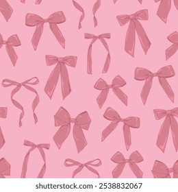 ribbons, bow, coquette, girly seamless pattern background, print, pattern, greeting card, banners, web, wrapping paper, fashion, fabric, textile, wallpaper, cover