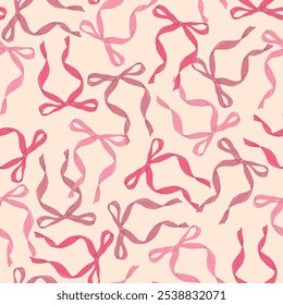 ribbons, bow, coquette, girly seamless pattern background, print, pattern, greeting card, banners, web, wrapping paper, fashion, fabric, textile, wallpaper, cover