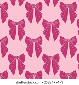 Ribbons bows on a light Pink background seamless pattern. Template for Cotton Fabric for Sewing, Patchwork, Print Design Tissue, textile Cloth Fabrics. 