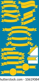 Ribbons: Collection of 20 simple ribbons. You can flip them horizontally and rotate them to get many more variations. You can also remove elements from each ribbon, to get new variations.