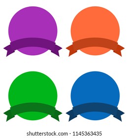 Ribbons collection with background , isolated on white background. Flat design, vector.