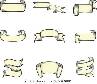 Ribbons collection. Ribbon banner vector art. Ribbons and banners. Flat ribbons. Set of Ribbons and banner. Banner illustration. Set of banner. Set of scroll ribbon, vintage. blank