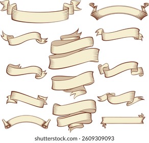 Ribbons collection. Ribbon banner vector art. Ribbons and banners. Flat ribbons. Set of Ribbons and banner. Banner illustration. Set of banner. Set of scroll ribbon, vintage. blank