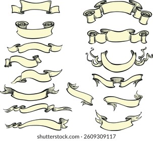 Ribbons collection. Ribbon banner vector art. Ribbons and banners. Flat ribbons. Set of Ribbons and banner. Banner illustration. Set of banner. Set of scroll ribbon, vintage. blank