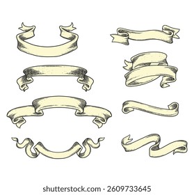 Ribbons collection. Ribbon banner vector art. Ribbons and banners. Flat ribbons. Set of Ribbons and banner. Banner illustration. Set of banner. Set of scroll ribbon, vintage. blank