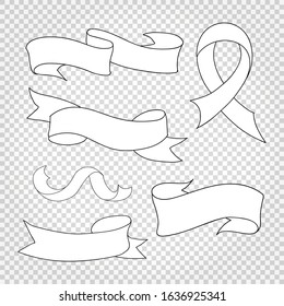 Ribbons collection. Vector illustration, isolated. Editable line drawing