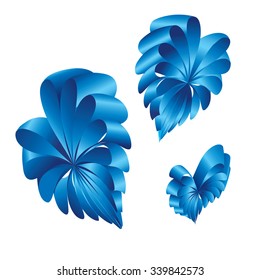 Ribbons curled into the shape of a blue hearts.