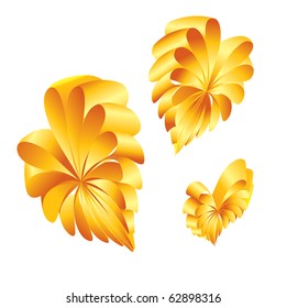 Ribbons curled into the shape of a yellow hearts.