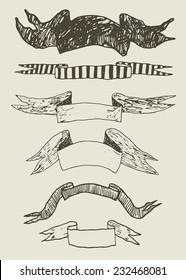 ribbons doodle set