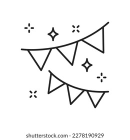 Ribbons and flags for holiday icon. High quality black vector illustration.