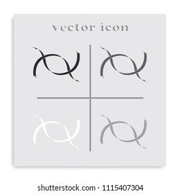 Ribbons flat black and white vector icon.