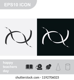 Ribbons flat black and white vector icon.