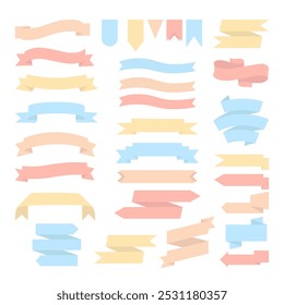 Ribbons Flat Collection. Bookmarks Set. Empty Banner Design Element with Space for Text.