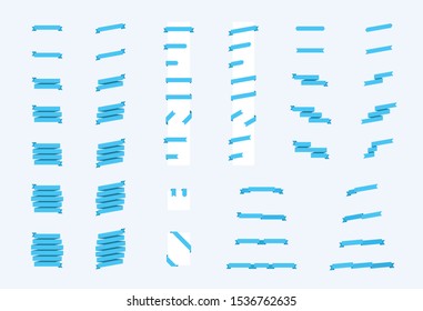 Ribbons Flat Fold Banner Labels Large Vector Color Set